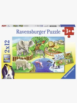 Spil & Puslespil-Ravensburger Puslespil Dyr i Zoo 2x12 Brikker