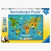 Spil & Puslespil-Ravensburger Puslespil Dyr Verdenskort 150 Brikker