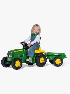 Pedal- & Gåbiler-RollyToys Rolly Toys John Deere Traktor m. Anhænger
