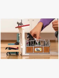 Legetøjsfigurer-Schleich Legetøjssæt Hesteboks med Hoppe og Føl Flerfarvet/Sort