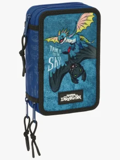 Kreativt Legetøj-DisneyDraktranaren Sådan Træner Du Din Drage  Fyldt Penalhus med 3 Rum 37 Dele, Blå