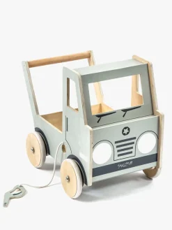 Babylegetøj-Smallstuff Gåvogn Lastbil i Træ, Grå Grå