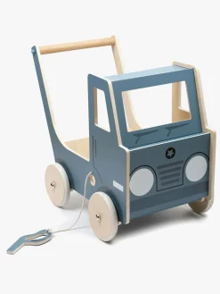 Babylegetøj-Smallstuff Gåvogn Truck i Træ, Blå Blå