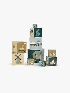 Babylegetøj-Smallstuff Stableklodser 1-10 Bondegård 10 Dele Flerfarvet