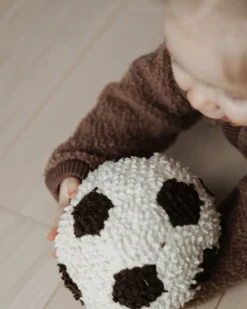 Dukker & Bamser-Smallstuff Strikket Fodbold Bamse Hvid/Brun