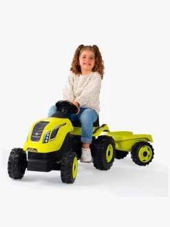 Pedal- & Gåbiler-Smoby  Farmer Traktor XL + Trailer, Grøn Sort/Gul