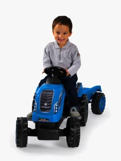 Pedal- & Gåbiler-Smoby  Farmer Traktor XL + Trailer, Blå Flerfarvet