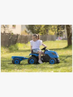Pedal- & Gåbiler-Smoby  Farmer Traktor XL + Trailer, Blå Flerfarvet