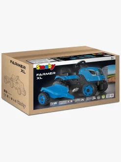Pedal- & Gåbiler-Smoby  Farmer Traktor XL + Trailer, Blå Flerfarvet