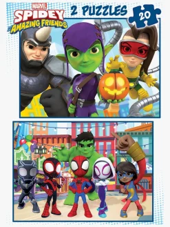 Spil & Puslespil-SpideyandFriends Spidey and His Amazing Friends Puslespil 2x20 Brikker Flerfarvet