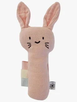 Babylegetøj-Summerville Organic Kanin Rangle, Peachy Orange/Lyserød/Grå