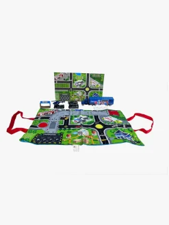 Legetøjsbiler & -Fartøjer-Suntoy Container Truck Legesæt med Måtte 14 Dele Politi Blå/Flerfarvet