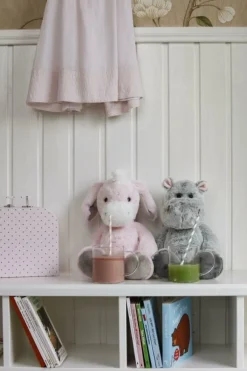 Dukker & Bamser-Teddykompaniet Flodhest Meleret 38 cm, Pistage Grå