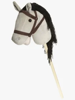 Dukker & Bamser-Teddykompaniet Kæphest m. tøjler 80 cm, Grå Hvid/Sort