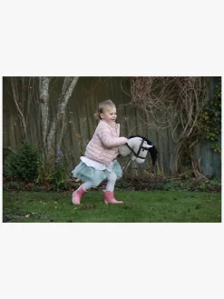 Dukker & Bamser-Teddykompaniet Kæphest m. tøjler 80 cm, Grå Hvid/Sort