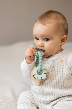 Babylegetøj-Teddykompaniet  Silikone & træ Bidering, Lindeblomstgrøn