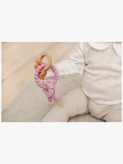 Babylegetøj-Teddykompaniet  Silikone & træ Bidering, Foggy Pink