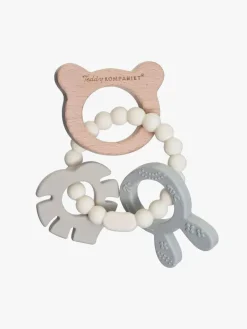 Babylegetøj-Teddykompaniet  Silikone & træ Bidering, Creme Grå/Beige