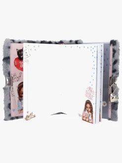 Kreativt Legetøj-TOPModel Dagbog Pelset med Hjertelås, Grå Grå