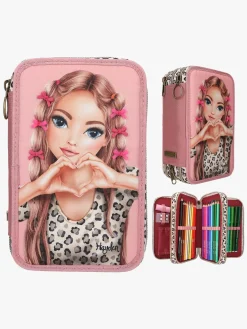 Kreativt Legetøj-TOPModel LEOHEART Penalhus med 3 Rum Hayden Lyserød