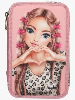 Kreativt Legetøj-TOPModel LEOHEART Penalhus med 3 Rum Hayden Lyserød