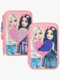 Kreativt Legetøj-TOPModel Tredelt Penalhus med Pailletter Lyserød