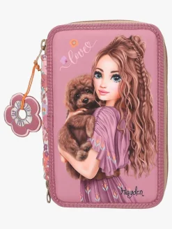 Kreativt Legetøj-TOPModel Tredelt Penalhus Blomstret Lyserød