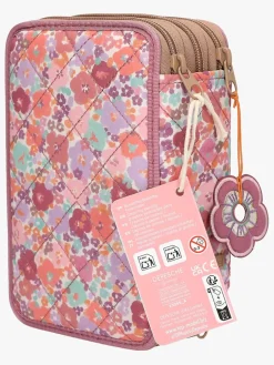 Kreativt Legetøj-TOPModel Tredelt Penalhus Blomstret Lyserød