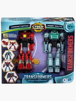 Legetøjsfigurer-Transformers EarthSpark Cyber-Combiner Figursæt Terran Twitch & Robby Malto Flerfarvet