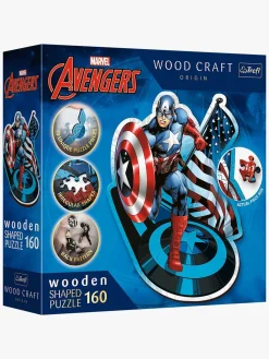 Spil & Puslespil-MarvelAvengers Trefl Wood Craft Origin Marvel Avengers Puslespil Fearless Captain America 160 Brikker