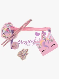 Kreativt Legetøj-UnicornGems Unicorn Gems Penalhus med Skrivesæt, Pink