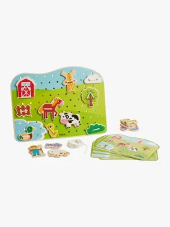 Spil & Puslespil-VIGA Aktivitetslegetøj Bondegård med Snor