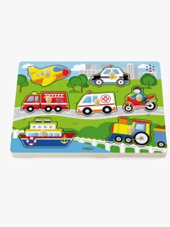 Spil & Puslespil-VIGA Puslespil m. Motorlyde Flerfarvet