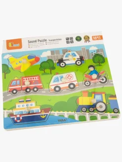 Spil & Puslespil-VIGA Puslespil m. Motorlyde Flerfarvet