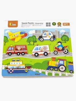 Spil & Puslespil-VIGA Puslespil m. Motorlyde Flerfarvet