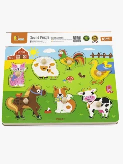 Legetøj Til Børn På 0-10 År|Spil & Puslespil-VIGA Puslespil med Dyrelyde Flerfarvet