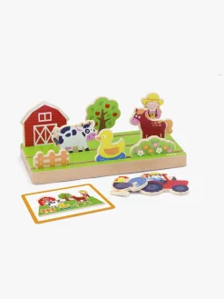 Spil & Puslespil-VIGA Trælegetøj Pirat Og Bondegård 2-i-1