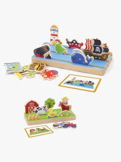 Spil & Puslespil-VIGA Trælegetøj Pirat Og Bondegård 2-i-1