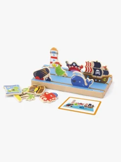 Spil & Puslespil-VIGA Trælegetøj Pirat Og Bondegård 2-i-1